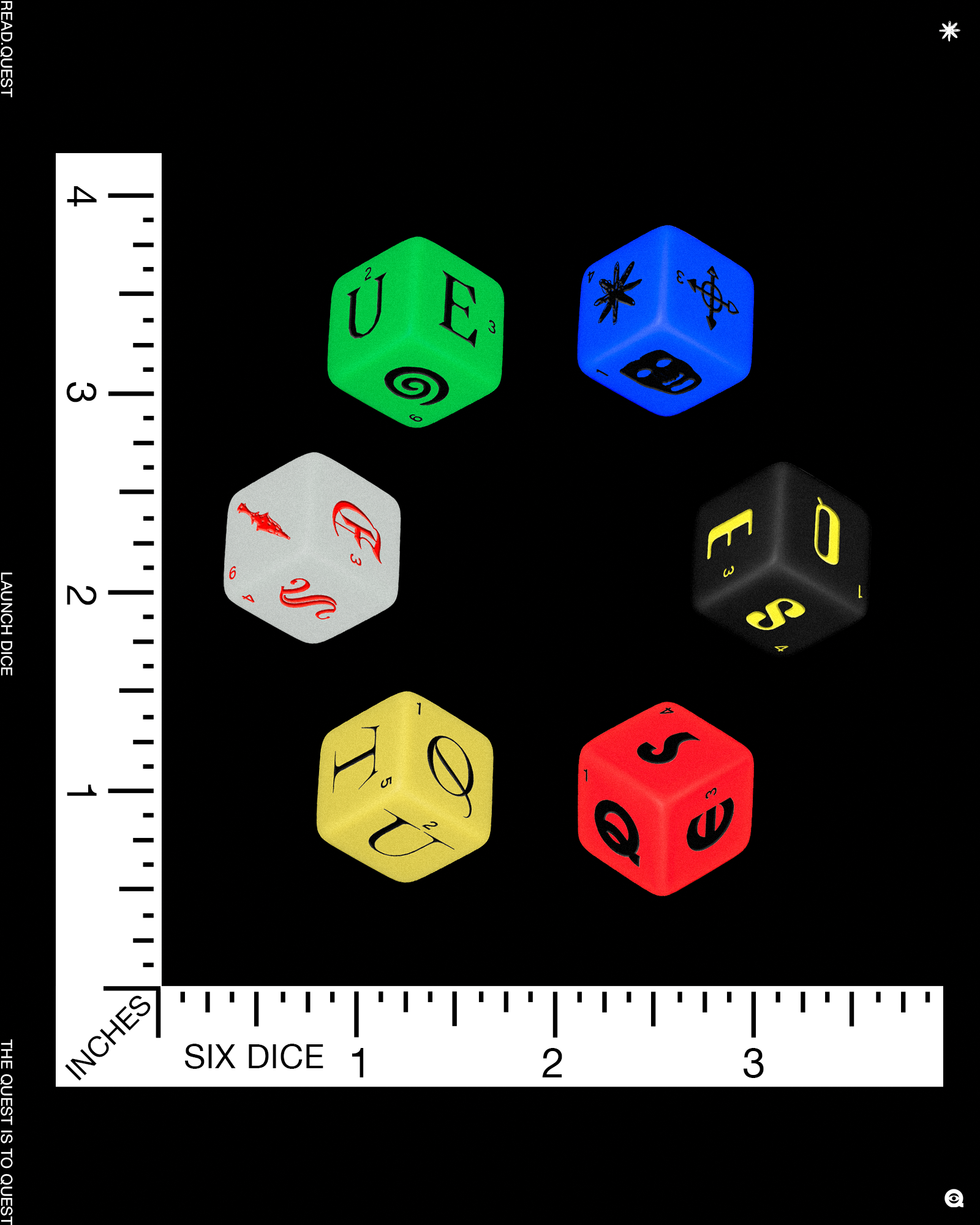 6 limited edition Quest D6 Dice.